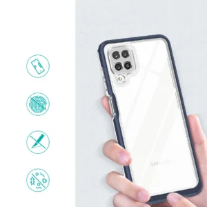 Skaidrus 3in1 Samsung Galaxy A12 5G Frame Gel dėklas telefonui mėlynos spalvos - Image 2