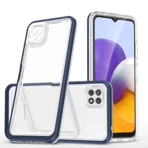 Skaidrus 3in1 Samsung Galaxy A22 5G Frame Gel dėklas telefonui mėlynos spalvos - Image 1