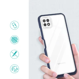 Skaidrus 3in1 Samsung Galaxy A22 5G Frame Gel dėklas telefonui mėlynos spalvos - Image 2