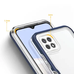 Skaidrus 3in1 Samsung Galaxy A22 5G Frame Gel dėklas telefonui mėlynos spalvos - Image 4