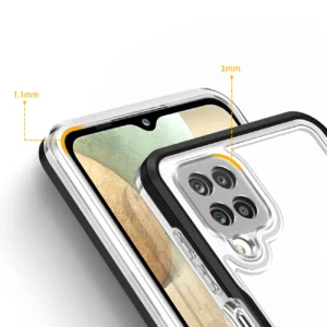 Skaidrus 3in1 Samsung Galaxy A22 4G Frame Gel dėklas telefonui juodos spalvos - Image 4