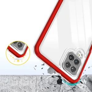 Skaidrus 3in1 Samsung Galaxy A22 4G Frame Gel dėklas telefonui raudonos spalvos - Image 6