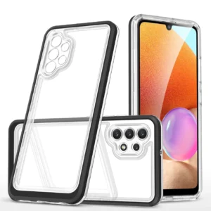 Skaidrus 3in1 Samsung Galaxy A32 5G Frame Gel dėklas telefonui juodos spalvos