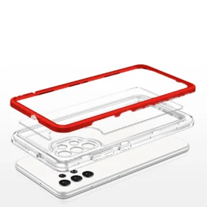 Skaidrus 3in1 Samsung Galaxy A32 5G Frame Gel dėklas telefonui raudonos spalvos - Image 5