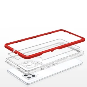 Skaidrus 3in1 Samsung Galaxy A42 5G Frame Gel dėklas telefonui raudonos spalvos - Image 5