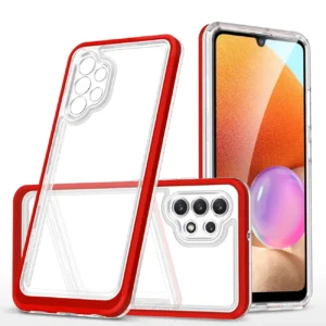 Skaidrus 3in1 Samsung Galaxy A72 4G Frame Gel dėklas telefonui raudonos spalvos