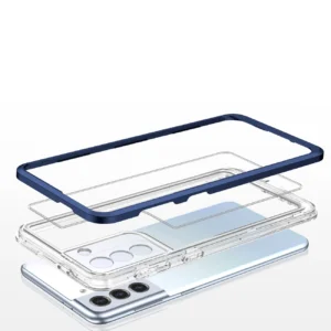 Skaidrus 3in1 Samsung Galaxy S21 + 5G (S21 Plus 5G) Frame Gel dėklas telefonui mėlynos spalvos - Image 5