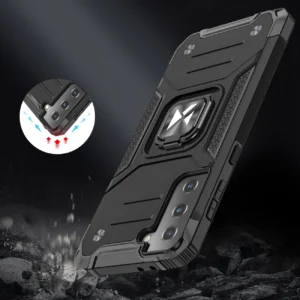 Wozinsky Ring Armor tough hybrid + magnetic holder Samsung Galaxy S22 dėklas telefonui mėlynos spalvos - Image 7