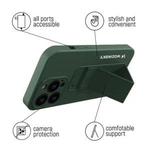 Wozinsky Kickstand silikoninis su stoveliu Xiaomi Redmi Note 11 Pro dėklas telefonui juodos spalvos - Image 2