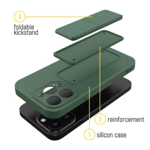 Wozinsky Kickstand silikoninis su stoveliu Xiaomi Redmi Note 11 Pro dėklas telefonui juodos spalvos - Image 3