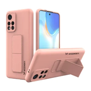 Wozinsky Kickstand silikoninis su stoveliu Xiaomi Poco M4 Pro 5G dėklas telefonui rožinės spalvos