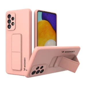 Wozinsky Kickstand silikoninis su stoveliu Samsung Galaxy A73 dėklas telefonui rožinės spalvos