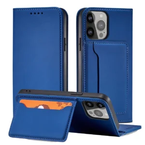 Magnet Card dėklas telefonui Apple iPhone 13 Pro cover card wallet card stand mėlynos spalvos - Image 2
