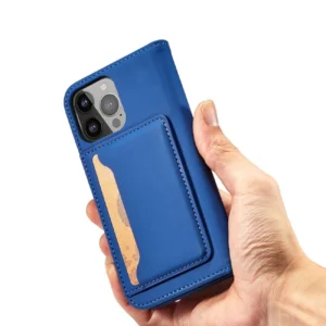 Magnet Card dėklas telefonui Apple iPhone 13 Pro Max Pouch Card Wallet Card Holder mėlynos spalvos - Image 6