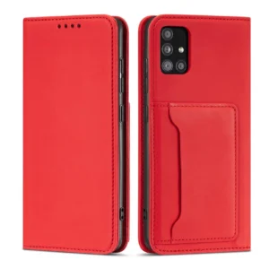 Magnet Card For Samsung Galaxy A12 5G Pouch Wallet Card Holder raudonos spalvos - Image 1