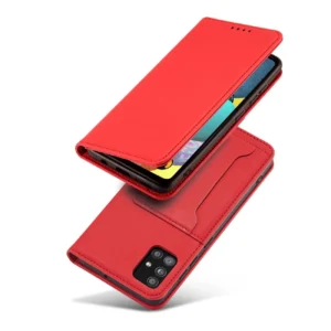 Magnet Card For Samsung Galaxy A12 5G Pouch Wallet Card Holder raudonos spalvos - Image 2