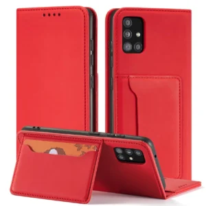 Magnet Card For Samsung Galaxy A12 5G Pouch Wallet Card Holder raudonos spalvos - Image 4