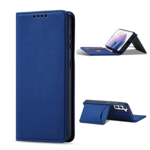 Magnet Card dėklas telefonui Samsung Galaxy S22 + (S22 Plus) Pouch Wallet Card Holder mėlynos spalvos - Image 3