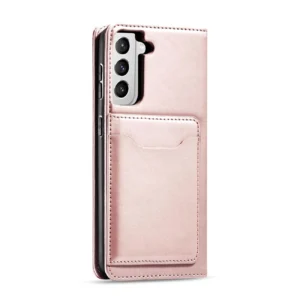 Magnet Card dėklas telefonui Samsung Galaxy S22 + (S22 Plus) Pouch Wallet Card Holder rožinės spalvos - Image 7