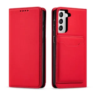 Magnet Card dėklas telefonui Samsung Galaxy S22 + (S22 Plus) Pouch Wallet Card Holder raudonos spalvos - Image 1