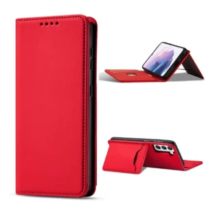 Magnet Card dėklas telefonui Samsung Galaxy S22 + (S22 Plus) Pouch Wallet Card Holder raudonos spalvos - Image 3