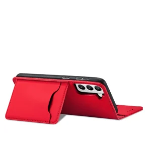 Magnet Card dėklas telefonui Samsung Galaxy S22 + (S22 Plus) Pouch Wallet Card Holder raudonos spalvos - Image 5