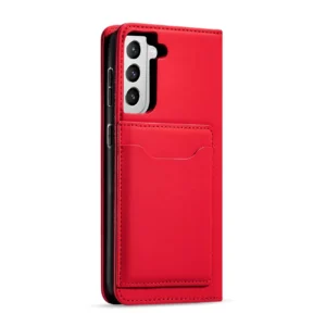 Magnet Card dėklas telefonui Samsung Galaxy S22 + (S22 Plus) Pouch Wallet Card Holder raudonos spalvos - Image 8