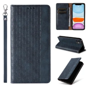 Magnet Strap dėklas telefonui Apple iPhone 12 Pouch Wallet + Mini Lanyard Pendant mėlynos spalvos - Image 3