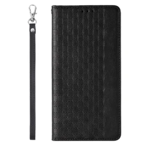 Magnet Strap dėklas telefonui Apple iPhone 12 Pro Max Pouch Wallet + Mini Lanyard Pendant juodos spalvos - Image 5