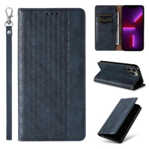 Magnet Strap dėklas telefonui Apple iPhone 12 Pro Max Pouch Wallet + Mini Lanyard Pendant mėlynos spalvos - Image 3