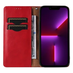 Magnet Strap dėklas telefonui Apple iPhone 13 Pro Max Pouch Wallet + Mini Lanyard Pendant raudonos spalvos - Image 8