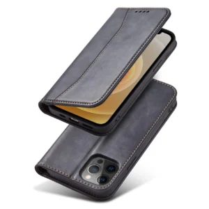 Magnet Fancy dėklas telefonui Apple iPhone 12 Pro Max Pouch Wallet Card Holder juodos spalvos - Image 3