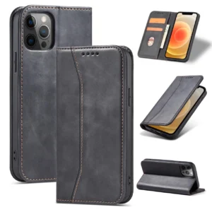 Magnet Fancy dėklas telefonui Apple iPhone 12 Pro Max Pouch Wallet Card Holder juodos spalvos - Image 4