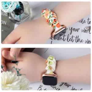 Apyrankė laikrodžiui Apple Watch 7 / 6 / 5 / 4 / 3 / 2 / SE (41 / 40 / 38mm) strap bracelet with elastic band pineapple - Image 9