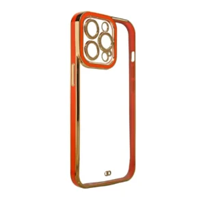 Fashion Apple iPhone 12 Gold Frame Gel dėklas telefonui raudonos spalvos