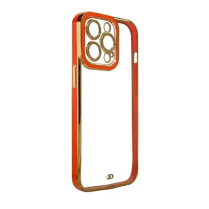 Fashion Apple iPhone 13 Pro Max Gold Frame Gel dėklas telefonui raudonos spalvos