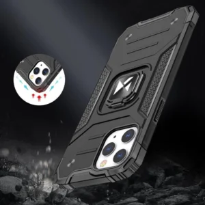 Wozinsky Ring Armor Apple iPhone 14 Pro Max armored magnetic holder ring dėklas telefonui sidabrinės spalvos - Image 7