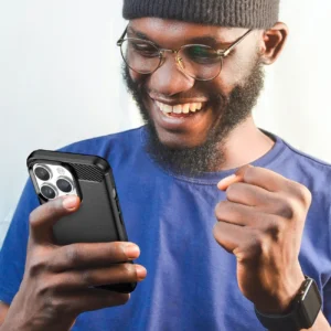 Carbon Apple iPhone 14 Pro flexible gel back dėklas telefonui juodos spalvos - Image 7