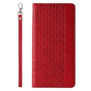 Magnet Strap Apple iPhone 14 Pro with Flip Wallet Mini Lanyard Stand raudonos spalvos - Image 5