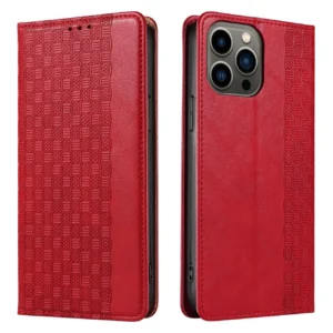 Magnet Strap dėklas telefonui Apple iPhone 14 Pro Max Flip Wallet Mini Lanyard Stand Red - Image 7
