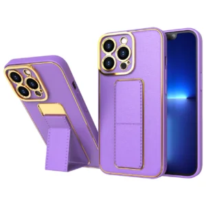 New Kickstand dėklas telefonui Apple iPhone 12 Pro su stoveliu violetinės saplvos