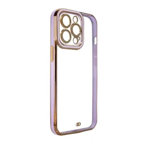 Fashion Apple iPhone 12 Pro Gold Frame Gel violetinės spalvos