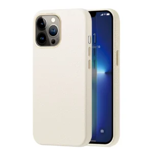 Dux Ducis Roma leather Apple iPhone 13 Pro Max elegant genuine leather dėklas telefonui baltos spalvos - Image 1