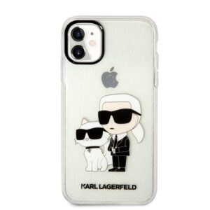 Karl Lagerfeld IML Glitter Karl and Choupette NFT dėklas telefonui Apple iPhone 11 skaidrus
