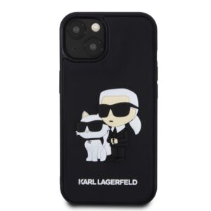Karl Lagerfeld 3D Rubber Karl and Choupette dėklas telefonui Apple iPhone 15 juodos spalvos - Image 2