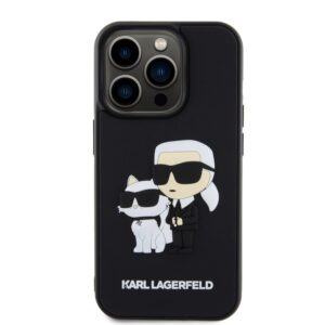 Karl Lagerfeld 3D Rubber Karl and Choupette dėklas telefonui Apple iPhone 15 Pro juodos spalvos - Image 2