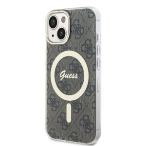 Guess IML 4G MagSafe dėklas telefonui Apple iPhone 15 rudos spalvos