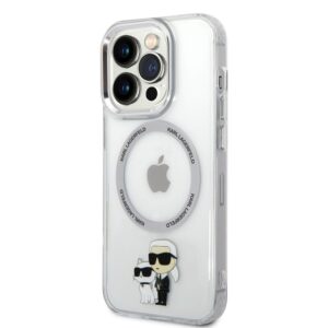 Karl Lagerfeld IML Karl and Choupette MagSafe dėklas telefonui Apple iPhone 15 Pro skaidrus