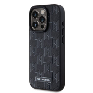 Karl Lagerfeld PU Leather Monogram Metal Logo MagSafe dėklas telefonui Apple iPhone 15 Pro juodos spalvos - Image 2
