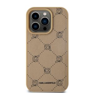 Karl Lagerfeld PU Karl Heads Pattern MagSafe dėklas telefonui Apple iPhone 15 Pro Beige